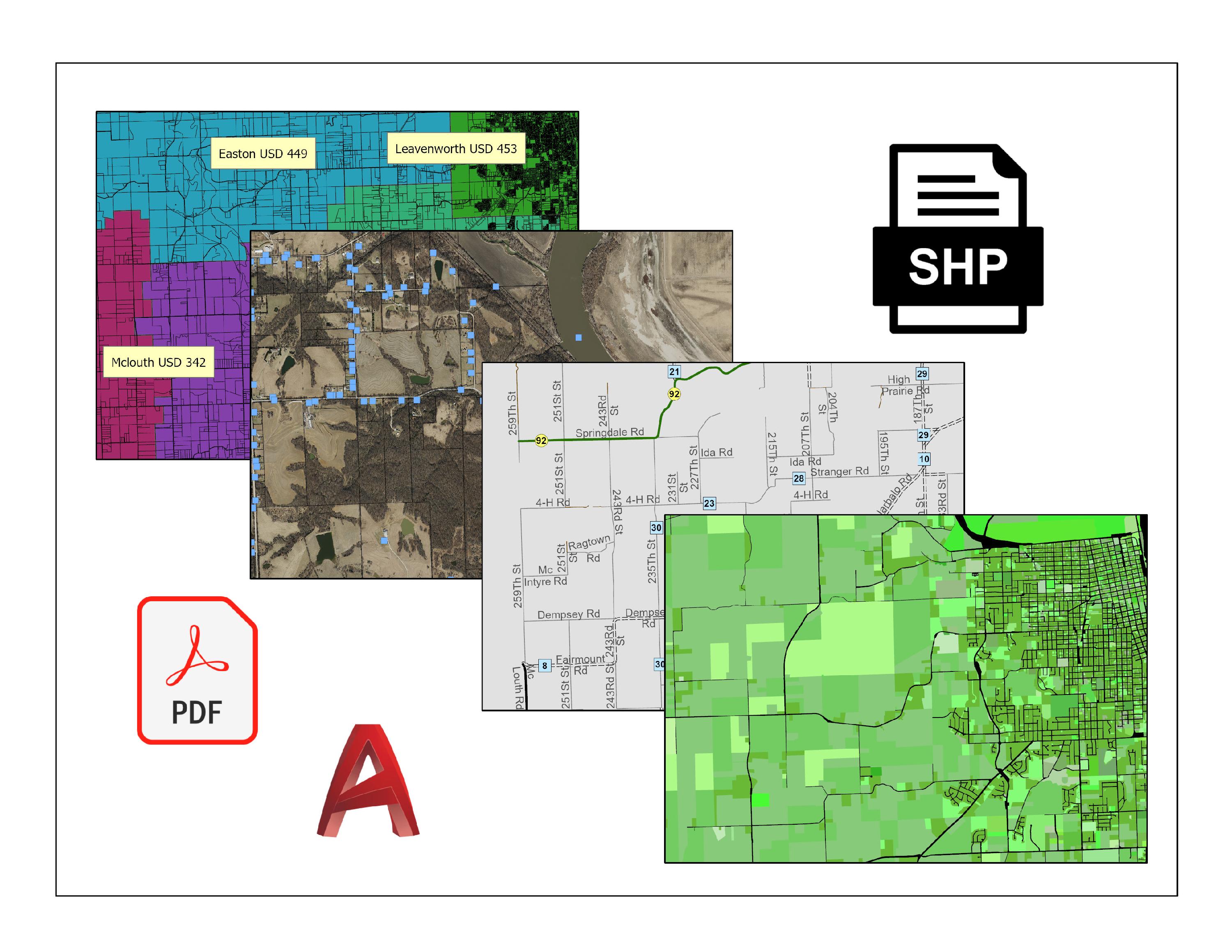 Pdf, Shapefile and CAD files
